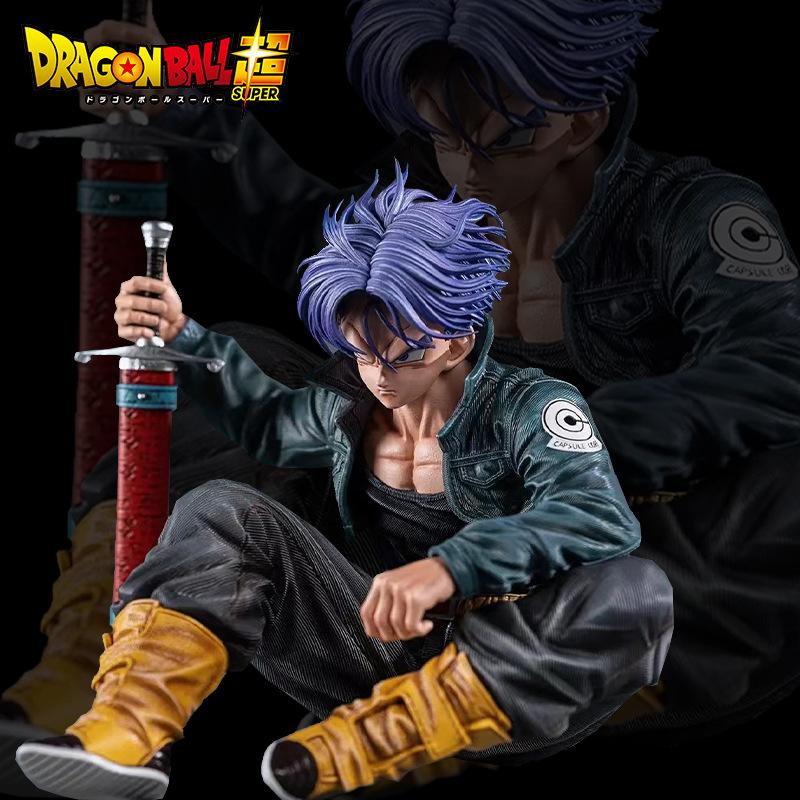 10cm Trunks Action Figure Anime Super Saiyan Sitting Position Torankusu Figurine Doll Statue Ornaments PVC Model Toy