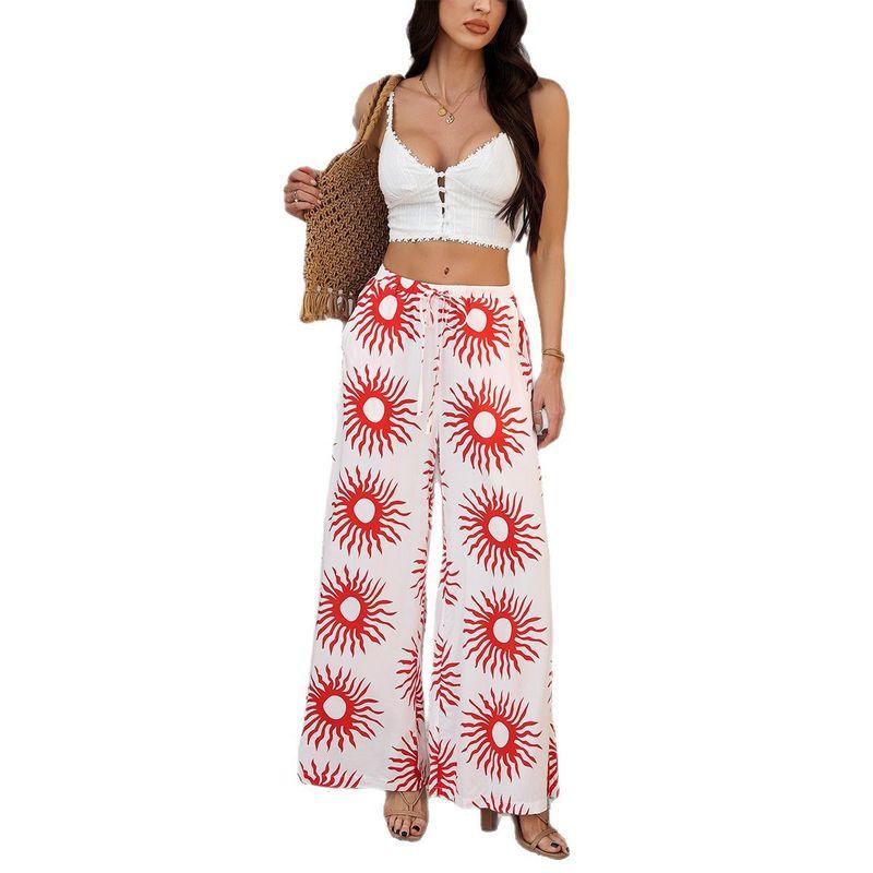 Cross-Border Foreign Trade Women clothes 2025 Spring Summer European and American Bohemian Holiday Style Rayon Printing Versatile Casual Pants