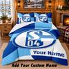 Schalke 04 FC Pattern Bedding 3Pcs Set Custom Name, Bed Sheet And Pillowcases For Home Bedroom