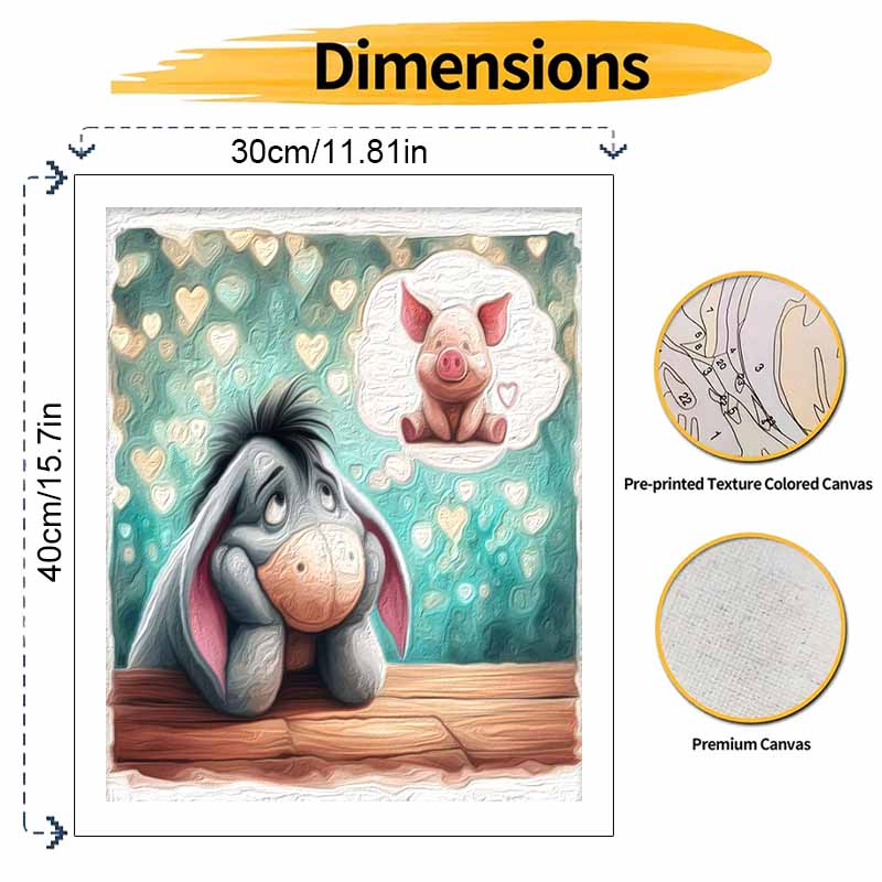Disney Eeyore Piglet Painting DIY Oil Painting Kits Hand Painting Home Decor Craft Gift Ideas Love Hearts Wall Art Painting Supplies