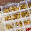 Golden Yellow Irregular Rhinestones for DIY Press-On Nail Art, 6x8 Rectangular Octagonal Flat-Bottom K9 High Quality.