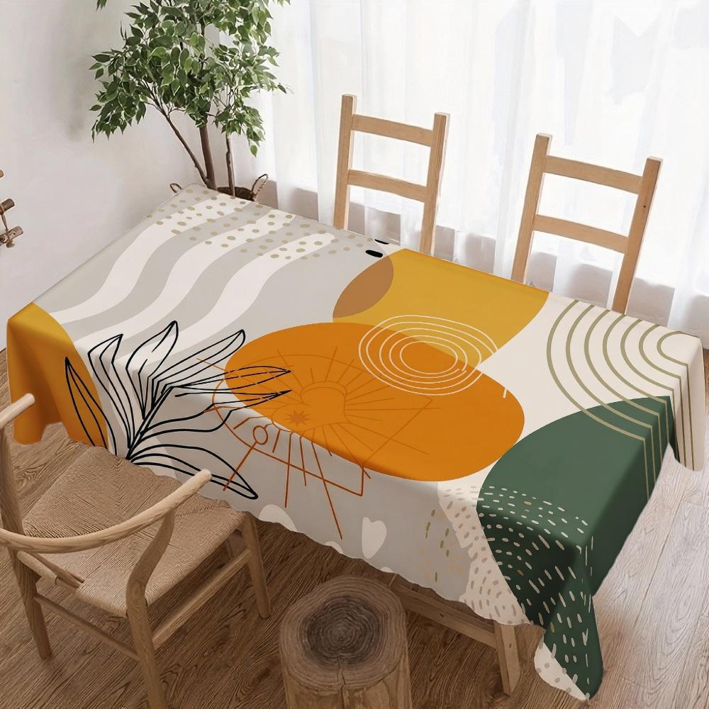 Abstract Geometric Pattern Rectangle Table Cloth for Table Decor Party Waterproof Reusable Tablecloth for Table Kitchen Dining