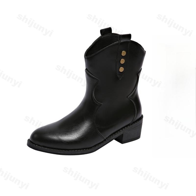 Fashion 2025 Autumn New Retro Designed Fashion Casual Short Boots for Women's Coarse Heel Pointed Head Fashion Comfortable Slip on Boots