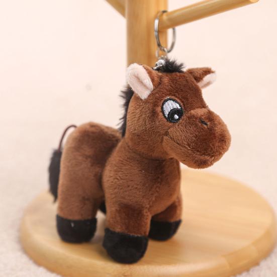 Cute Cartoon Plush Horse Doll Keychain Miniature Stuffed Animal Keyring Bag Pendant Stress Relief Toy