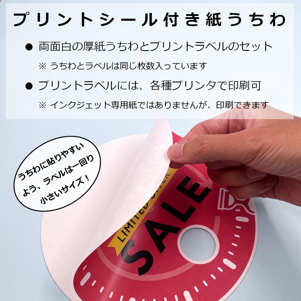 Paper Entrance Round Fans with Printed 200mm Product Number 55233 Labels, 25-piece Set, Diameter, Plain, Original, Handmade,