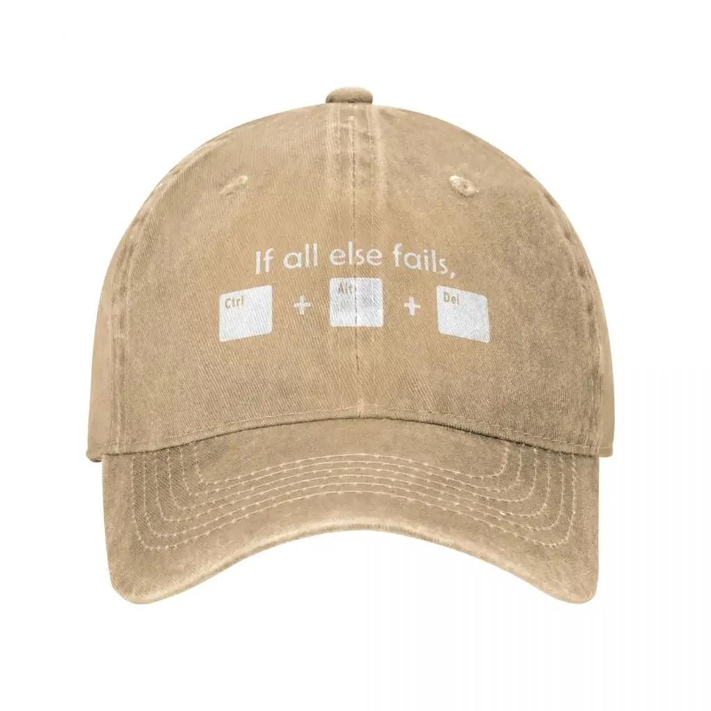 Funny If All Else Fails Ctrl Alt Del Tech Support Unisex Style Baseball Cap Geek Joke Distressed Washed Hat Vintage Snapback Hat