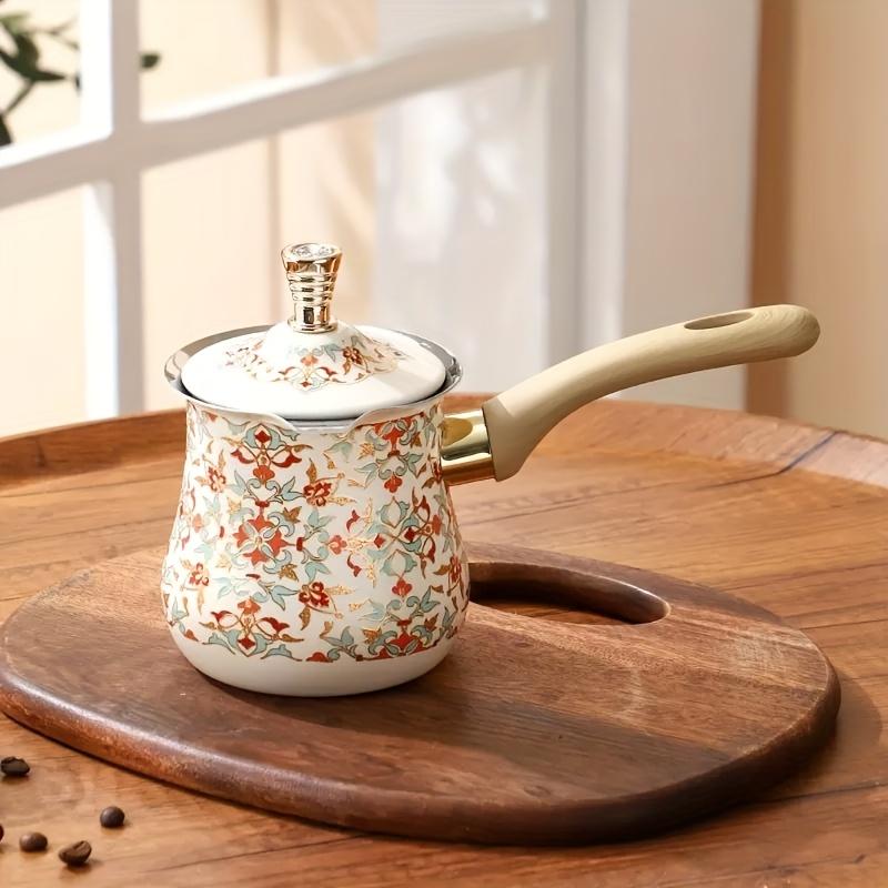 

Stainless Steel Coffee Pot Multi-FunctionBrew Heat Coffee Milk Butter Cook Porridge Mini Pot Double Valve Design Easy Clean Gift