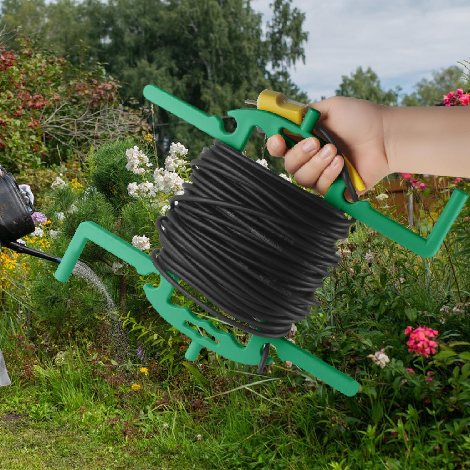 

Garden Hose Holder Cable Organizer Extension Cords Home Storage Rack Water Reel for Farm зелёный