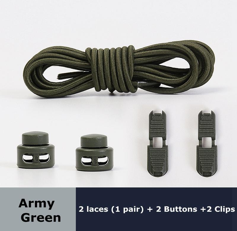 1pair Elastic Shoelaces Round Spring Plastic Lock Quick Wear In 1 Second No Tie Shoelaces Suitable for All Shoelaces Lazy Laces
