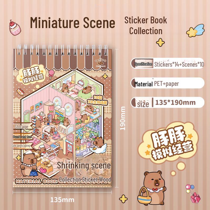 Capybara Kids' 3D Miniature Scene DIY Sticker Book - Educational Toy