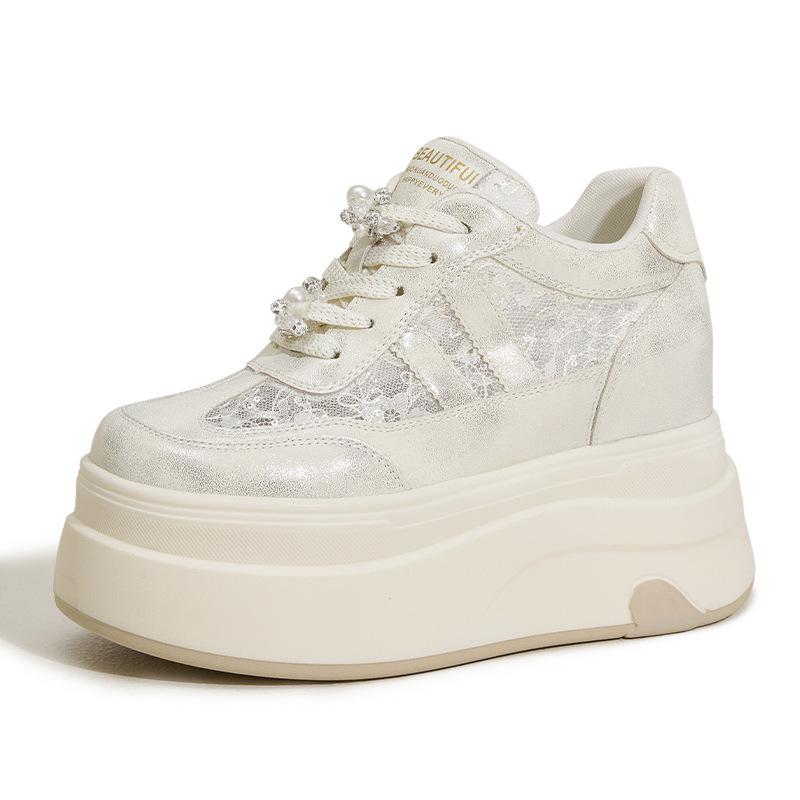 

Platform white shoes women s 2025 summer new hollow breathable mesh sandals fashionable versatile inner height increase women s shoes 39