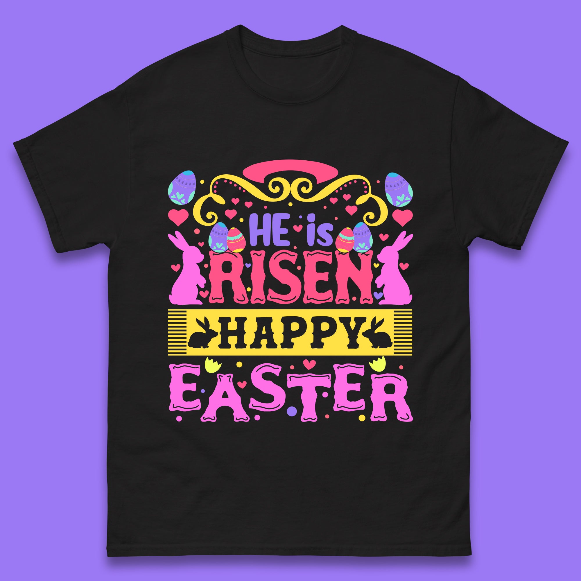 He Is Risen Happy Easter Mens T-Shirt Womens Tops Tees 4XL