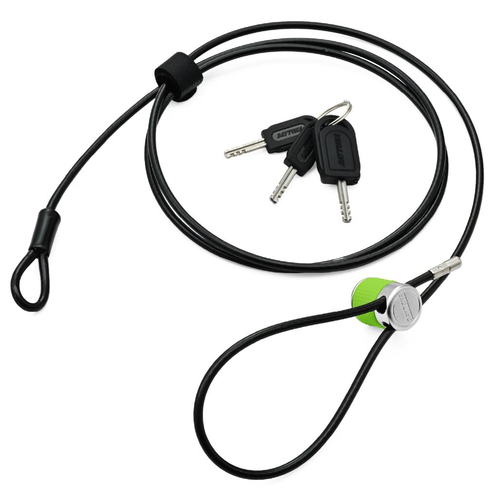 Daytona 31259 Motorcycle Wire Lock, Jacket/Helmet Anti-Theft Padlock, Key with LED Light, Stronger Cable Lock, 70.9 inches (1800 mm), Green