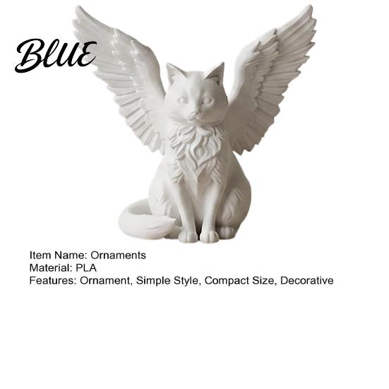 Minimalist Shelf Decor Angel Cat Desk Ornament Matte White 3D Printing Figurine Healing Home Winged Sculpture for Office And Desktop PLA Material