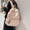 Schoolbag1011 New Simple Solid Color Japanese College Style Backpack Large Capacity Letters Junior High School Student Schoolbag