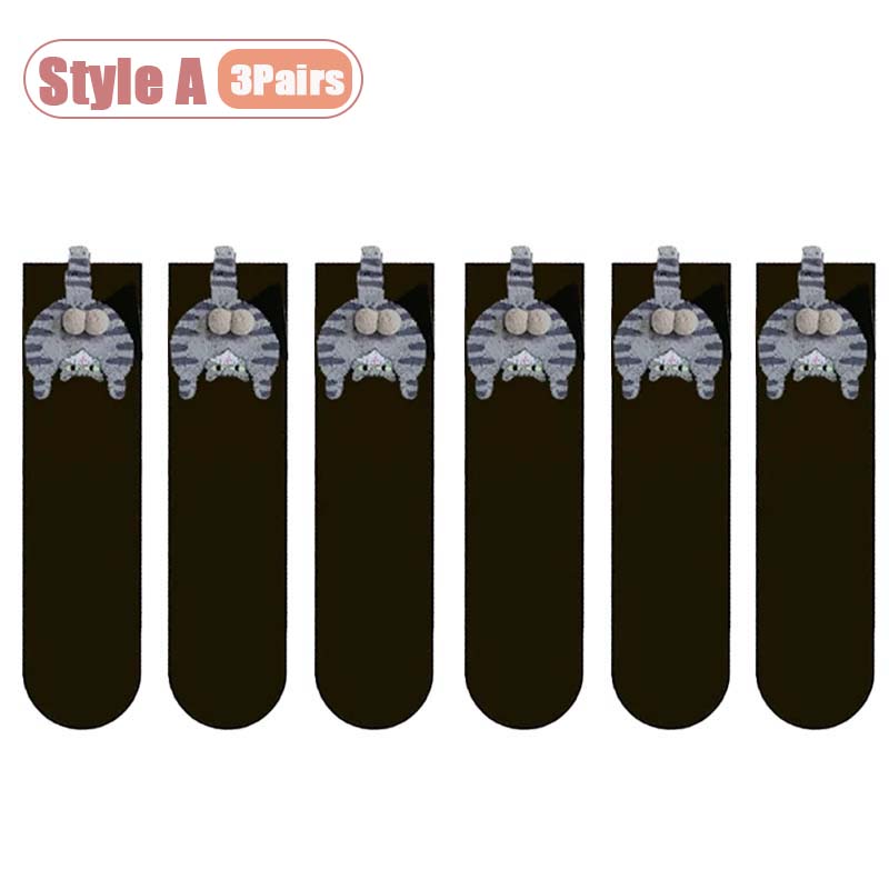 Cartoon Cat Egg Socks for Couples Maternity Spring Summer Stacking Style Fashion Middle Tube Sock for Daily All Season Use