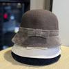 Autumn and Winter New Style Wide brimmed Small Woolen Fisherman's Hat Showing Face Female Hepburn Style  Elegant and Warm Windproof Basin Hat