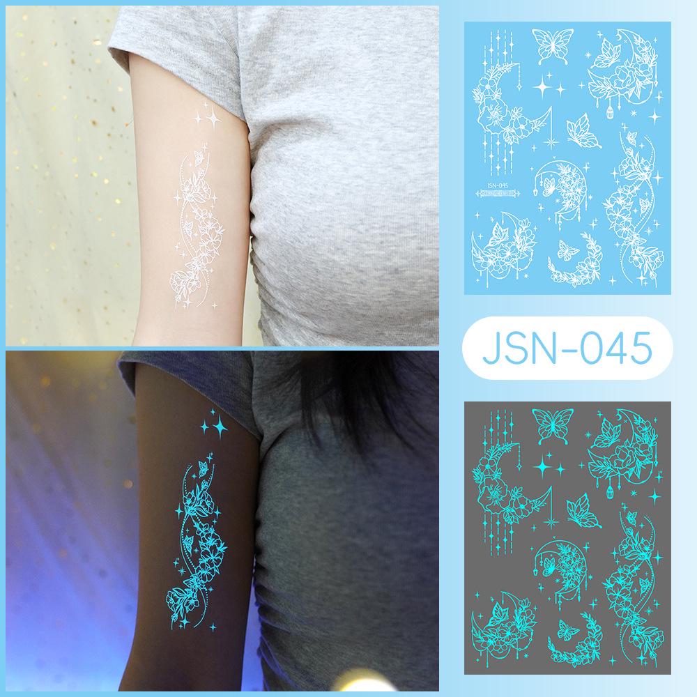 Adesivi Tatuaggio Ricaron 2024 Henné Luminoso & Farfalla Bianca per Viso & Braccio