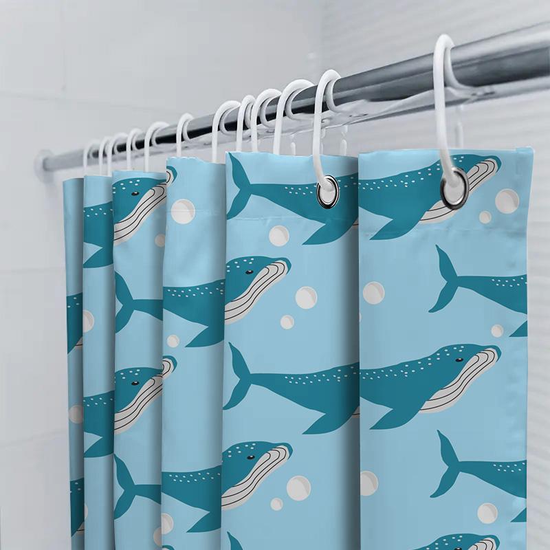 Whale Tail Shower Curtain Blue Underwater Pattern 3D Printed Fabric Waterproof Bath Decoration For Kids Bedroom Decorations In W