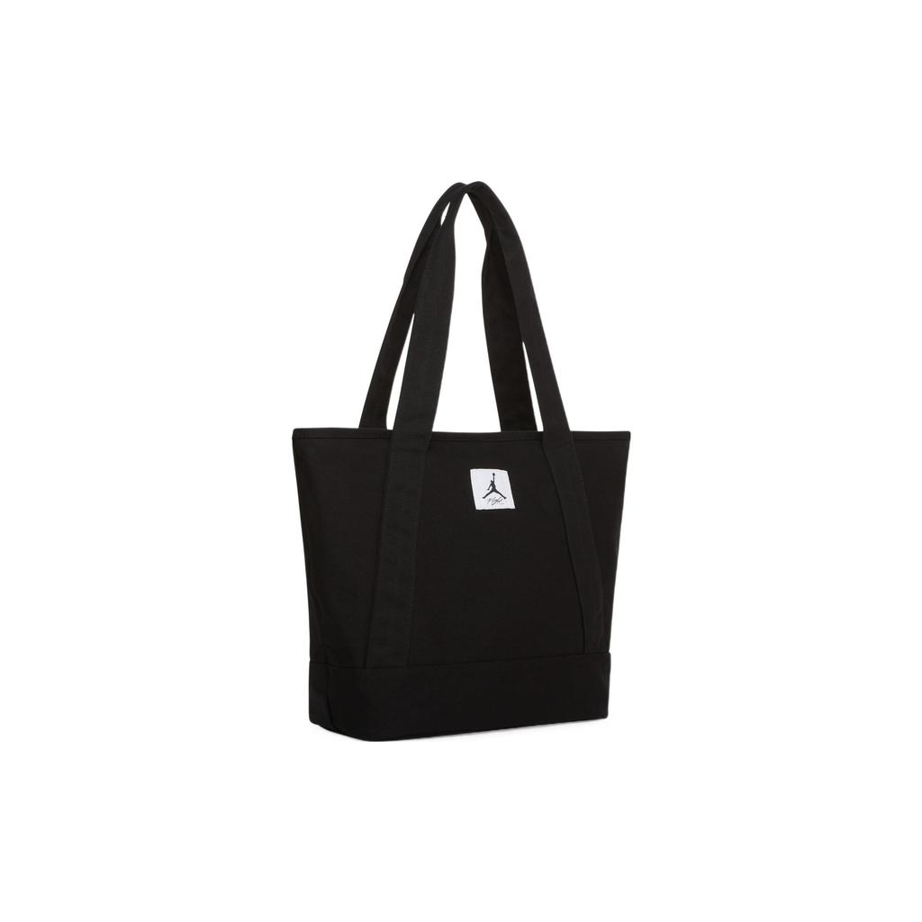 Jordan Logo Embellished Solid Color Large Capacity Zipper Closure Cotton Canvas Tote Shopping Bag Unisex Tote Bags Black JD2243019GS-002