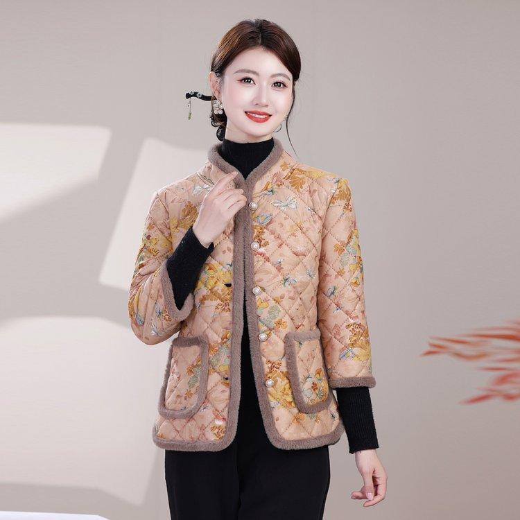 Mom's Plus Velvet Vest: Warm Mid-Sleeve Cotton Jacket for Elderly Women
