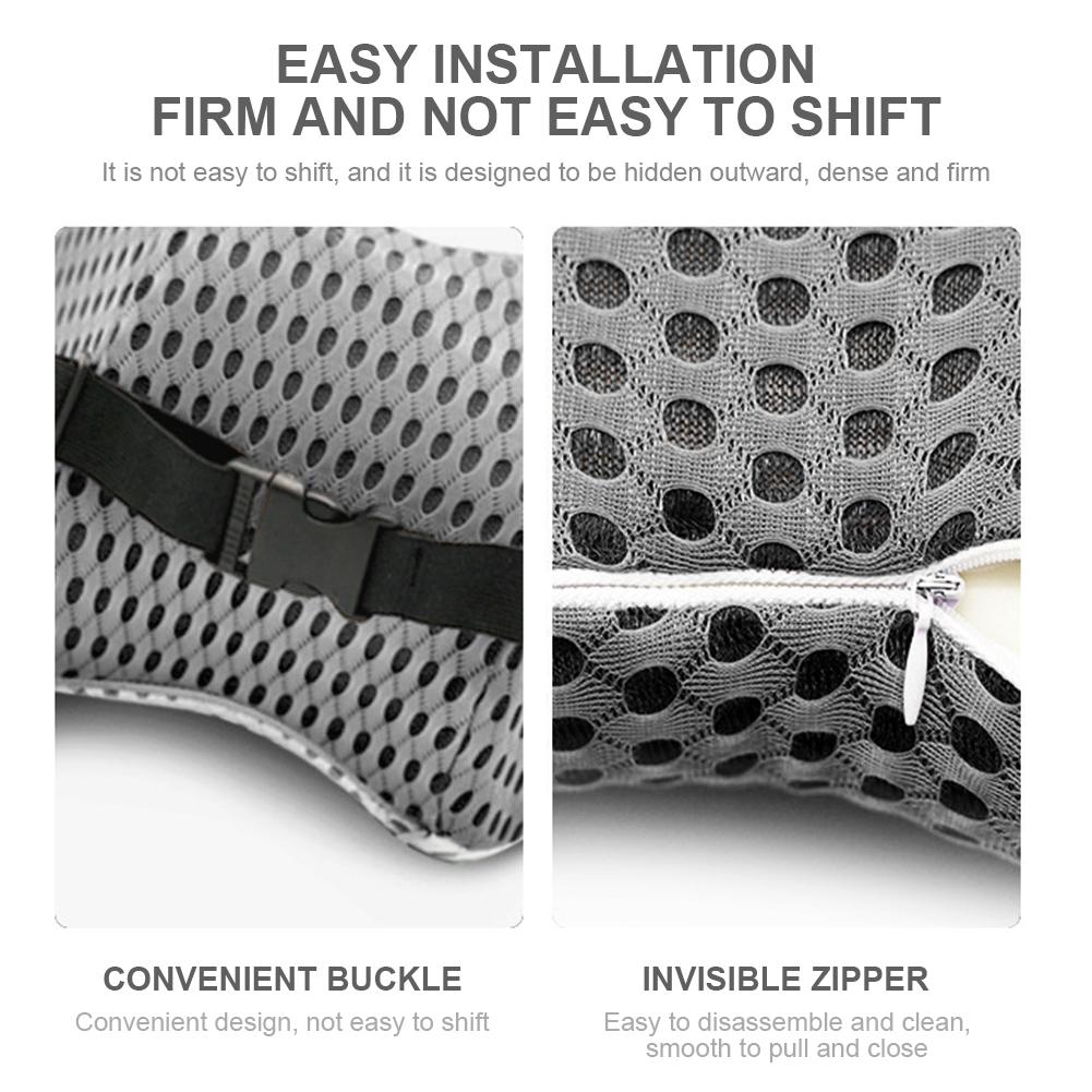 Car Lumbar Support Back Pain Relief Seat Support Mesh Spine Protect Ergonomic Headrest Sleeping for Office Chair Car Accessories