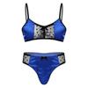 Sissy Lingerie Nightwear for Men Satin Sheer Mesh Bra Top Adjustable Spaghetti Straps with Matching Thong Briefs