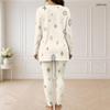 Women Plus Size Two Piece Set Half Zip Long Sleeve Plaid Printed Longline Top And Fitted Pants