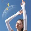 1 Pair Cooling Arm Sleeves With Thumb Hole Outdoor Ice Silk Uv Sun Protective Arm Sleeves