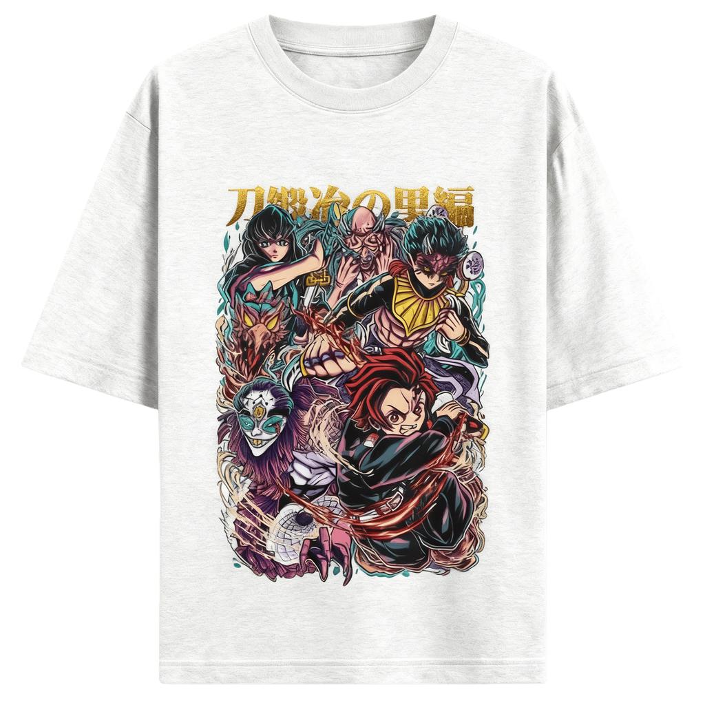 Demon Slayer Anime Printing Oversized Cotton Tshirt Men and Women Comfortable Harajuku Trend Y2K  Summer Absorb Sweat Tshirt