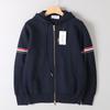Trendy Preppy Style Colorful Narrow Goods Sleeve Men and Women Couple Knitting Cardigan Sweater Hooded Jacket Thick Coat