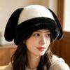Bunny Rabbit Ears Beanies Solid Color Ear Protection Hat Soft Plush Pullover Cap Women