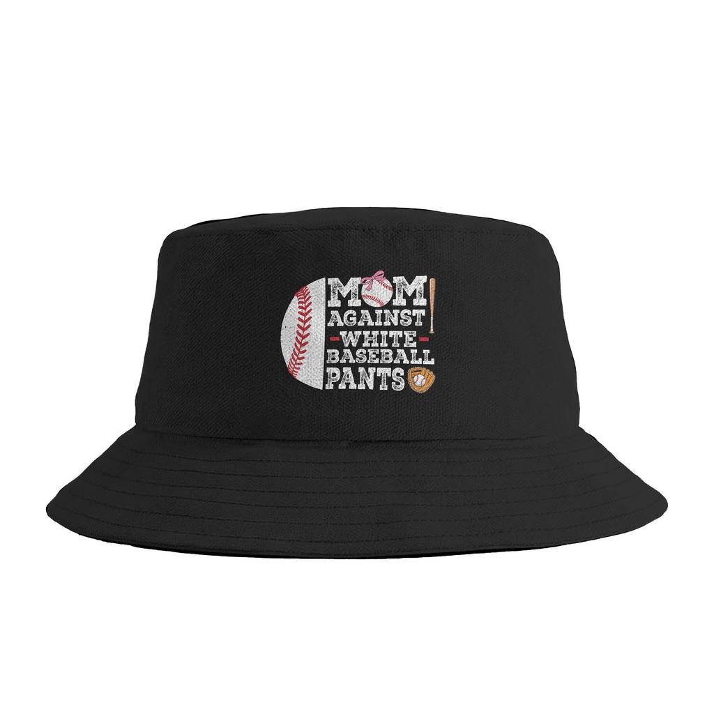 Moms Against White Baseball Pants Funny Baseball Mom Vintage Bucket Hat Summer Retro FisherUnisex Hats Portable Fishing Caps