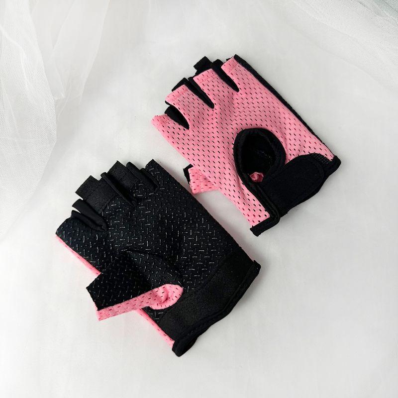 

Fitness Gloves Men and Women Breathable Thin Half Finger Spinning Yoga Equipment Training Non-Slip Anti-Cocoon Exercise Cycling Net hole pink S