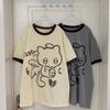Cat Print Cute Women Tshirts Summer Tees Japanese Kawaii Oversized Tops Girls Harajuku Short Sleeve O-neck T-shirt