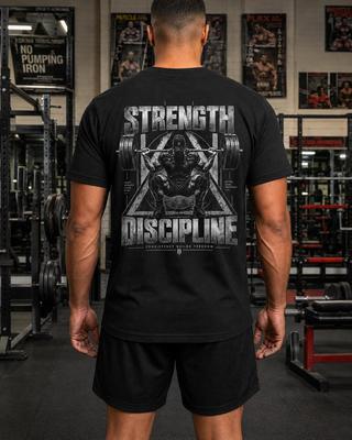 Strength Discipline Gym T-Shirt, Unisex Weightlifting Workout Shirt, Bodybuilding Fitness Tee, Back Print