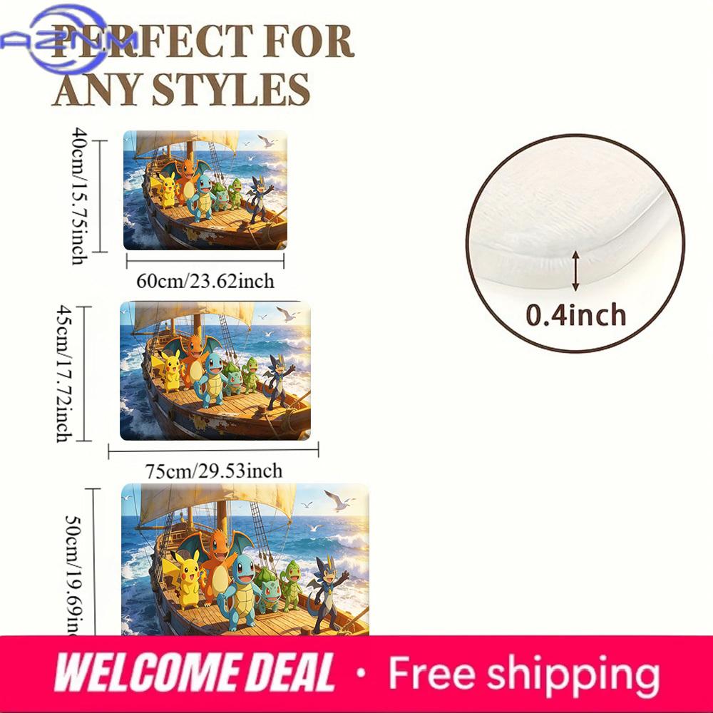 Pokemon Sailboat Adventure Print Doormat Non-Slip Absorbent Floor Mat for Indoor Entrance Home Decor