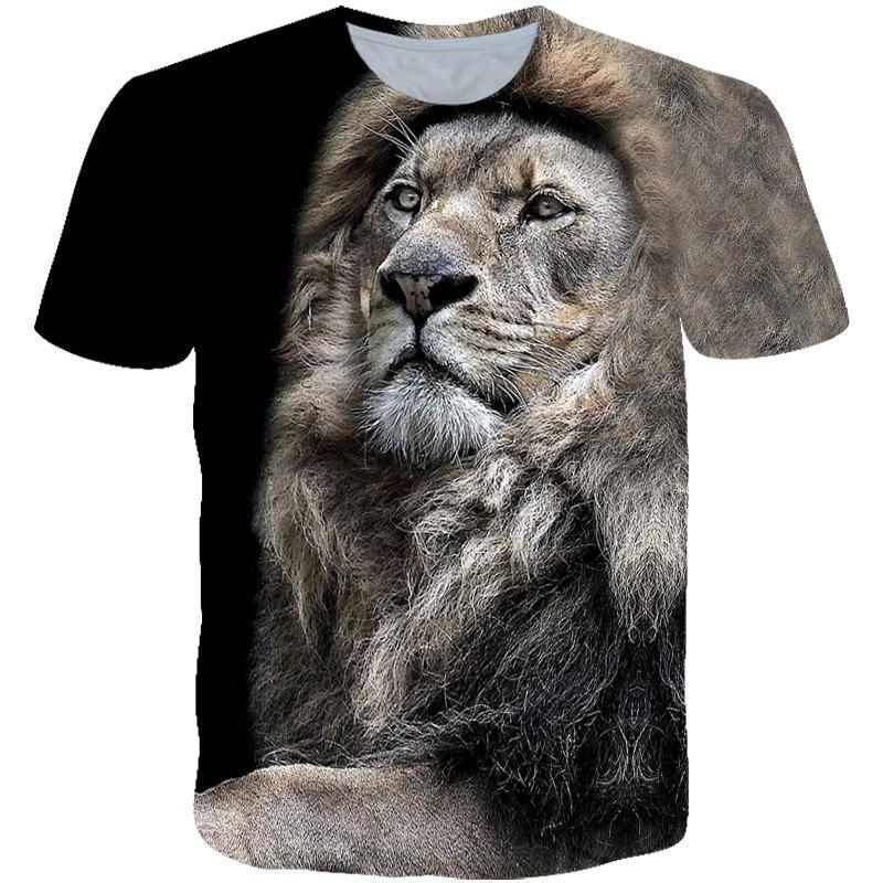 Men's Women's T-shirt with Tiger Lion Leopard Portrait Pattern 3D Digital Print Loose Short Sleeved Top T-Shirts Men’s