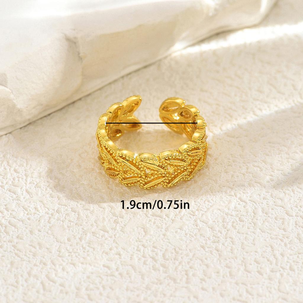 Light Luxury Women's Ring, Niche Wheat Ear Metal 18k Electroplating Design Open Index Finger Ring