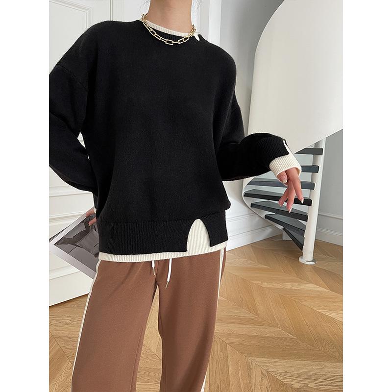 

Синан французский стиль Ленивый вязаный свитер SN2166 - Двухкомпонентная вязка, коллекция Осень/Зима One Size