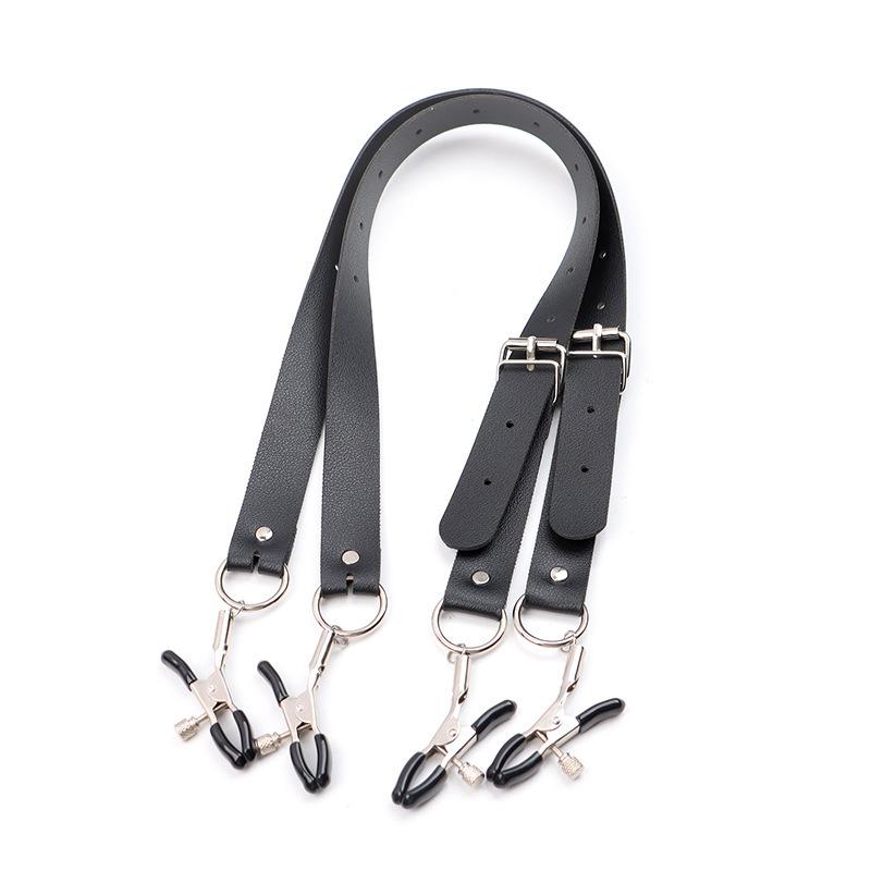 Adjustable Labia Spreader Straps with Clamps Breast Nipple Clip Vagina Stimulator BDSM Adult Bondage Restraints Couples Sex Toys