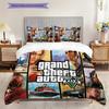 Ropa de cama con personajes vibrantes de Grand Theft Auto V (1 * funda nórdica + 2 * fundas de almohada, sin núcleo) Juego de ropa de cama de regalo de cumpleaños de Navidad plano 2D