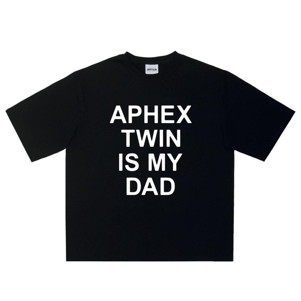 Punk Aphex Twin Print TShirt Oversized Mens Hip Hop Streetwear Harajuku Clothing Goth Letter Short Sleeve Tops Cotton Tees Y2k
