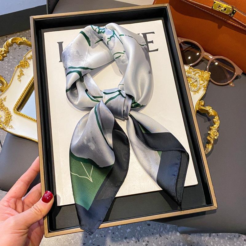 High-end large square scarf silk scarf women's new versatile neck summer thin bag head mother scarf with shawl