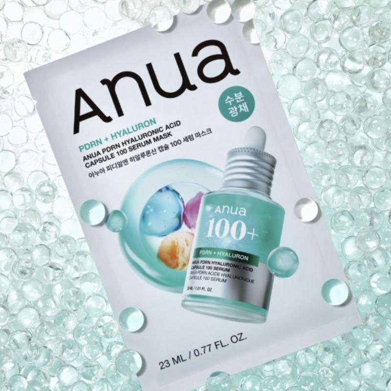 Anua PDRN Hyaluronic Capsule 100 Serum Mask (25ml x 1ea) | Professional Repair Single Sheet Mask | Korean Glass Skin Glow Treatment