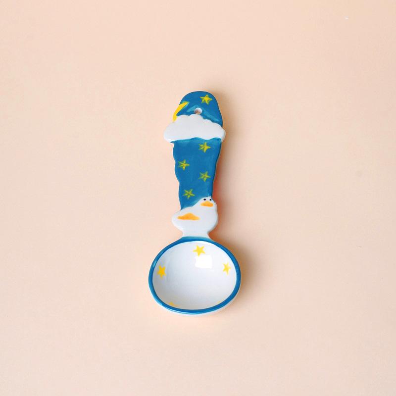 Whimsical Hand-Painted Ceramic Spoons Cute Cartoon Utensils for Decorative Under-Glaze Soup & Dessert Spoons Fun Tableware