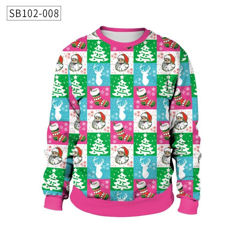 Autumn and winter new Christmas loose personality round neck digital printing sweater men's and women's sweaters