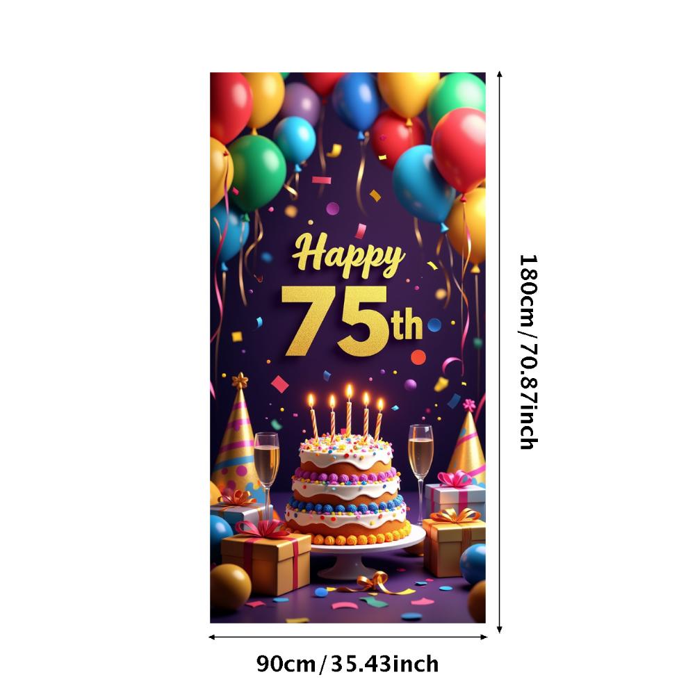 Happy Birthday 75th Banner Red Balloon Birthday Party Decoration Photography Background Props Birthday Cake Backdrop Supplies