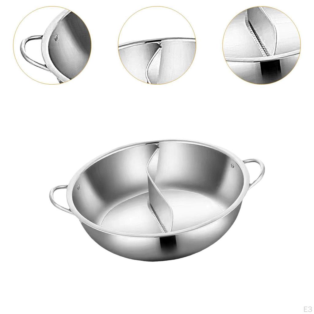 Shabu Pot with Divider 304 Stainless Steel Soup Cookware Cooking Utensil Mandarin Duck for