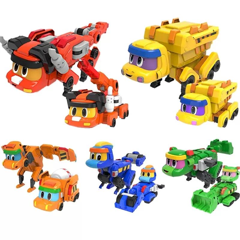 Newest Full Set ABS Mini Deformation Action Figures LUCKY Dinosaur Engineering Vehicle Toys Car for Kids